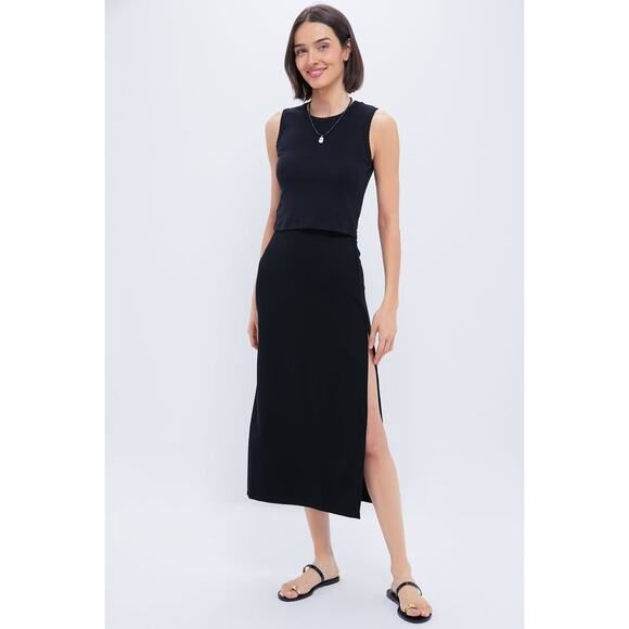 LESET Black Rio Side Slit Skirt Size XL NWT Retail $260 Tuckernuck - Picture 6 of 8